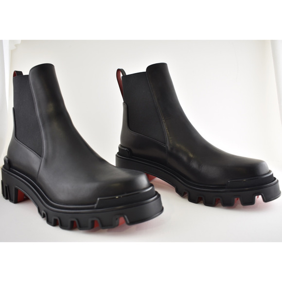 Christian Louboutin Mens Marchacroche Dune Uomo Black Leather Chelsea Boot 42 9 main image 4